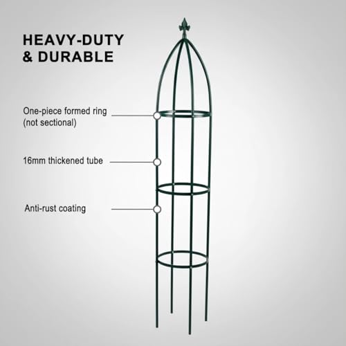100% Metal Garden Obelisk Trellis Heavy Duty 6.3 ft for Climbing Vines - color: Green, size: Large