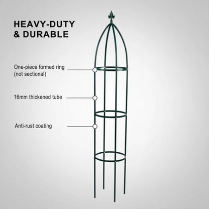100% Metal Garden Obelisk Trellis Heavy Duty 6.3 ft for Climbing Vines - color: Green, size: Large