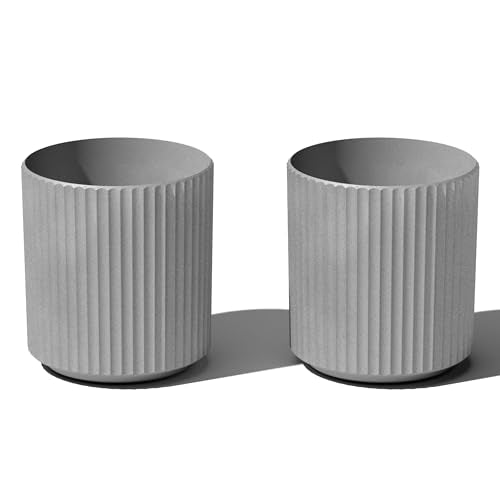 Veradek Demi Series Planter - Large Round Outdoor Planter - color: Gray, size: 12 inch - 2 Pack