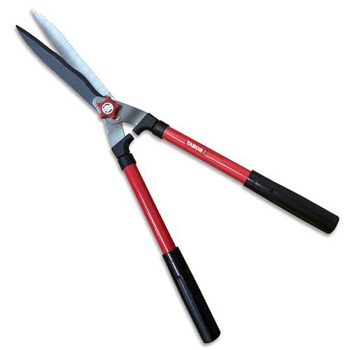 TABOR TOOLS B620A Hedge Shears with Wavy Blade for Trimming Borders, Boxwood, and Bushes, Manual Hedge Clippers with Comfort Grip Handles. - style: Classic
