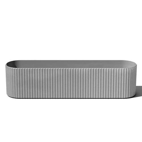 Veradek Demi Series Window Box Planter - Round Outdoor Planter - color: Gray, size: 36 inch
