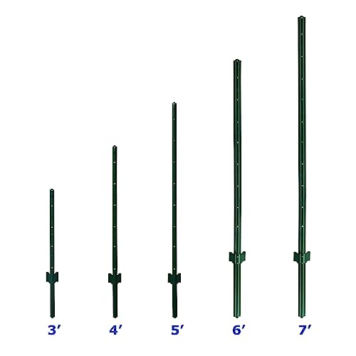 4 Feet Green, Pack of 10 Metal Fence Post, for 36 Inch High Garden Welded Wire Fence U-Channel Steel Garden Post Fence Stake - size: 4',10 PCS