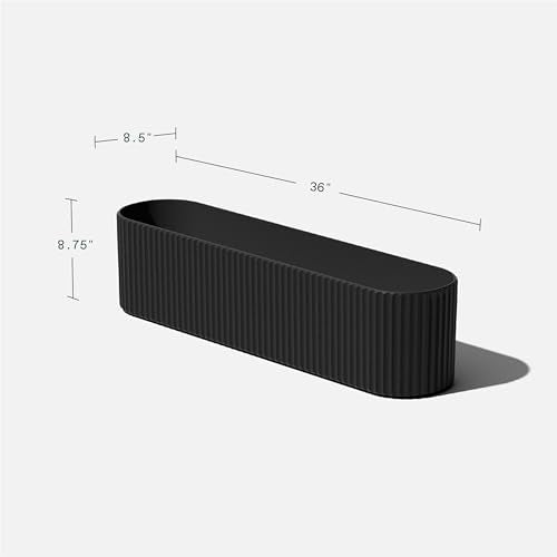 Veradek Demi Series Window Box Planter - Round Outdoor Planter - color: Black, size: 36 inch - 2 Pack
