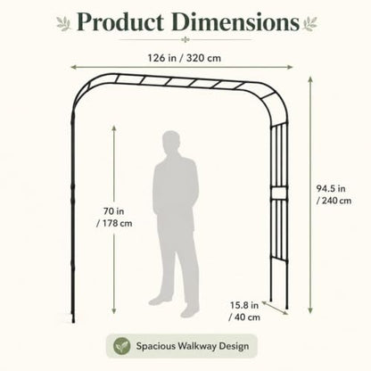 126" x15.8" x 94.5" Garden Arch Arbor Trellis
