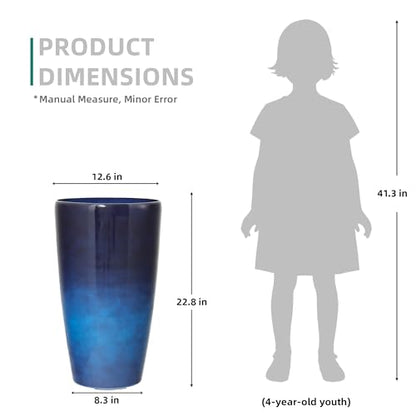 22.8" Gradient Blue Resin Tall Outdoor Planters with Drainage Holes - color: 22.8"h-faux Blue Ceramic