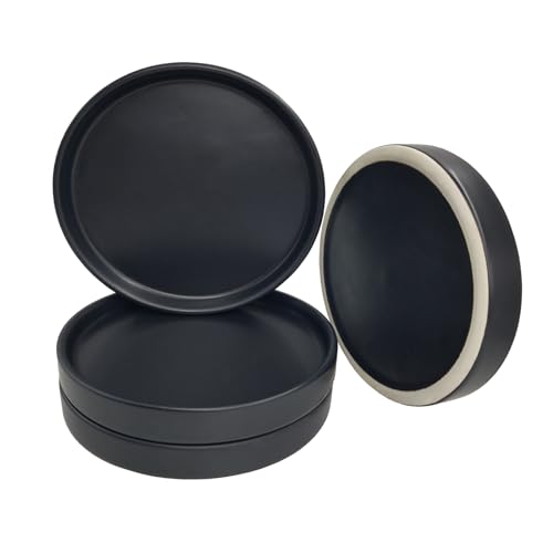 Yukfona Ceramic Plant Saucer Tray 4 Pcs 4 Inch Black, 4.53" OD x4.13 ID x0.9 Deep| Fits Flower pots Bottom≤ 4.13", Heavy Duty Glazed Round Planter Drip with Catch Basin for Indoor Outdoor Plants - color: Black, size: (4.5"/4.1")-4pack