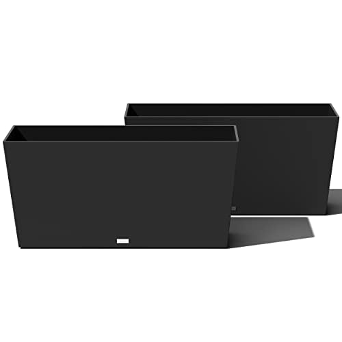 Veradek Pure Series Midori Planter - Wide Outdoor Planter - color: Black, size: 39 inch - 2 Pack