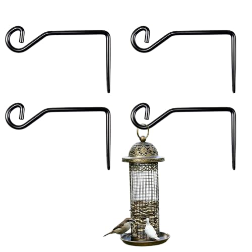 6IN Plant Hangers Outdoor, Metal Wall Mount for Planters & Decor, 4 Pcs - color: Black, size: 6 INCH-Shaped Curved Hook