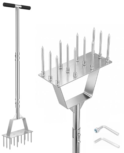 Lawn Aerator Tool, Heavy-Duty Stainless Steel Lawn Spike Aerator - size: Lawn Spike Aerator