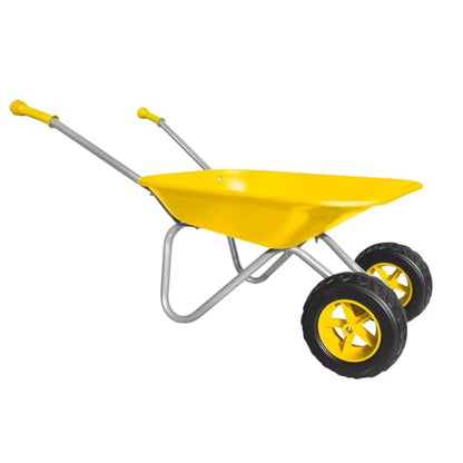 Kids Gardening Tool Set Wheelbarrow 2 Wheel Metal Wheelbarrow Toys (Yellow) - color: Yellow