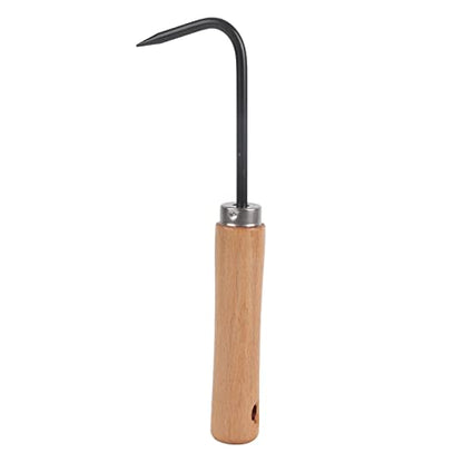 Iron Garden Claw Hand Tool, Single Claw Bonsai Root Rake with Wooden Handle, Multifunction Root Pick Rake for Digging, Weeding, Loosening, 2.36x8.66in
