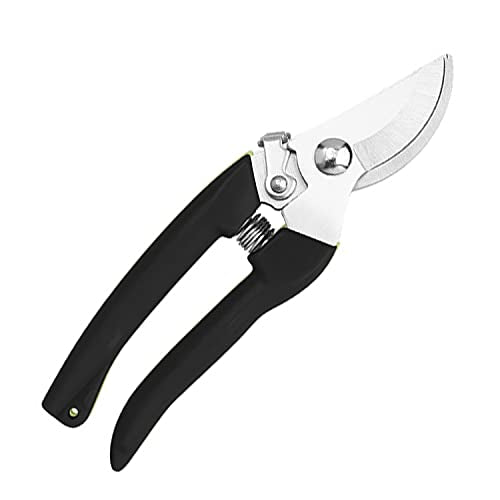 Curve Gardening Scissor with Sharp Stainless Steel Blade Garden Shears for Cutting Flowers Trimming Plants of Yard Florist Flower Rose Herb Hedge Bonsai and Fruits Picking (Black Handle) - style: Black Handle