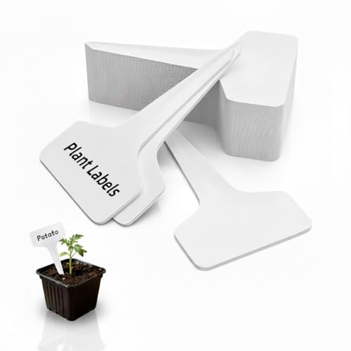 Plant Labels,20Pcs Waterproof White Plastic Plant Tags for Seedlings, T-Type Garden Markers for Plants Outdoor, Reusable Garden Signs for Vegetables & Flowers, Blank DIY Nursery Tags,4"x2.4"