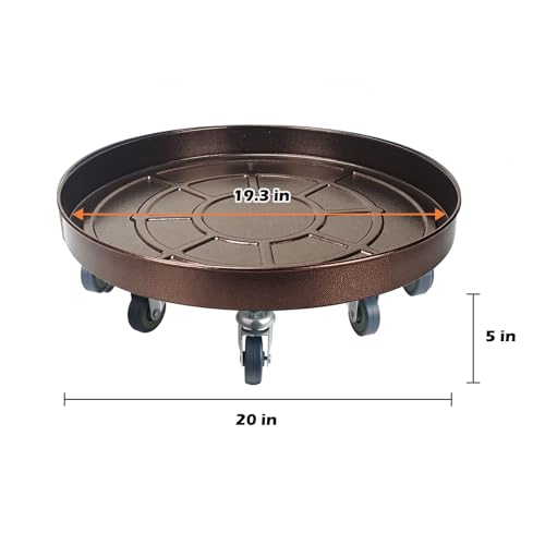 20 Inch Heavy Duty Plant Stand on Wheels, Round Plant Caddy with Wheels for Indoor & Outdoor Use, Metal Rolling Tray for Potted and Small Furniture, Copper - color: Copper