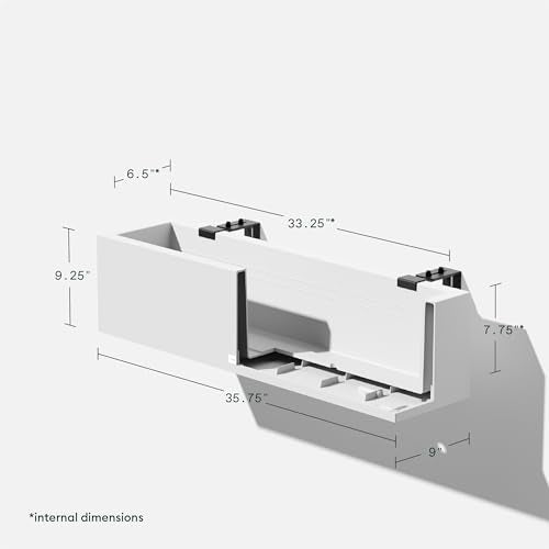 Veradek Block Series Railing Planter - Outdoor Window Box with Bracket - color: White