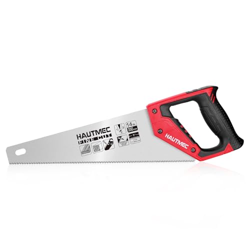 HAUTMEC 14 Inch Hand Saw for Wood Cutting, 11 TPI Small Crosscut Wood Saws with Triple-Ground Teeth, Fine Cut Handsaw for Woodworking, Garden, Trees, PVC Pipe - style: Plus 14"