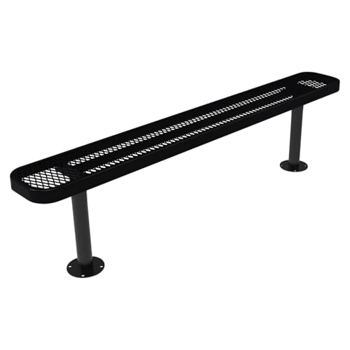 COATEDOUTDOORFURNITURE Bench, Black, Expanded, 6Ft, No Back, Surface - color: Black, size: 6 Ft, No Back Surface Mount