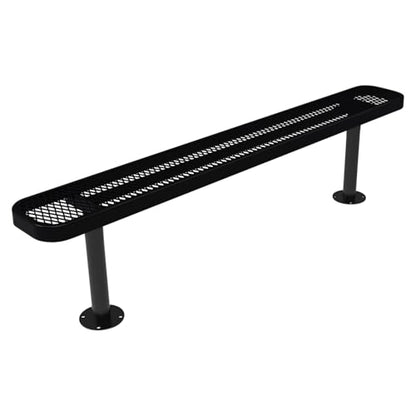COATEDOUTDOORFURNITURE Bench, Black, Expanded, 6Ft, No Back, Surface - color: Black, size: 6 Ft, No Back Surface Mount