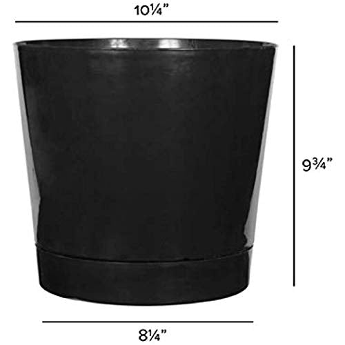 Root & Vessel Majestic Full Depth Round Cylinder Pot, Glossy Black, 10-Inch (10108) - color: Black, size: 10 Inch