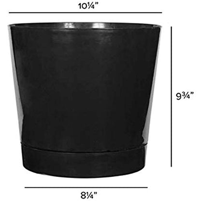 Root & Vessel Majestic Full Depth Round Cylinder Pot, Glossy Black, 10-Inch (10108) - color: Black, size: 10 Inch