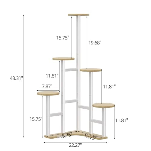 Yzosvki Corner Plant Stand Indoor 6 Tiered Corner Plant Shelf - color: White Oak, size: 6 Tier-Round