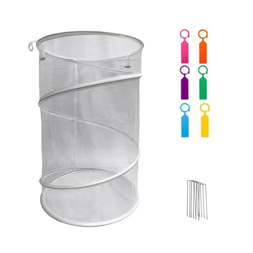 New Pop Up Insect & Bird Barrier Plant Cover Net, 14"x23" Round Foldable Mesh Protector, Garden Cage Guard with Stakes & Carry Bag, Keep Animals & Birds Out for Vegetables and Flowers White - color: White