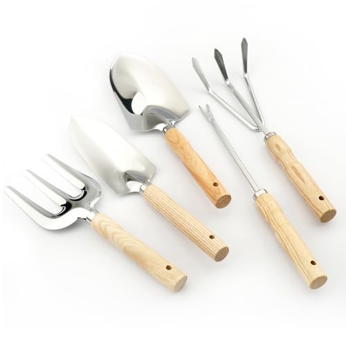 Garden Tool Set,Premium 5 Pcs Heavy Duty Gardening Hand Tool Set