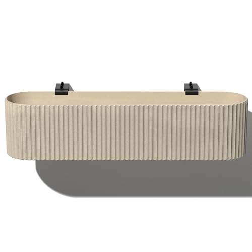 Veradek Demi Series Railing Planter - Round Window Box with Bracket - color: Sand, size: 36 inch
