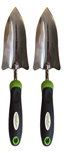 Garden Guru Transplanter Trowel Shovel - Stainless Steel - Rust Resistant - Ergonomic Grip - Perfect Hand Shovel Tool for Gardening Weeding Transplanting and Digging in Garden Beds (2 Pack) - size: 2 Pack, style: Stainless Steel