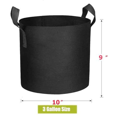 Cavisoo 10-Pack 3 Gallon Plant Grow Bags, Heavy Duty 300G Thickened Non-Woven Aeration Fabric Pots with Reinforced Handles