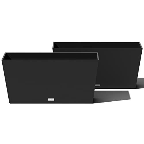 Veradek Pure Series Midori Planter - Wide Outdoor Planter - color: Black, size: 31 inch - 2 Pack
