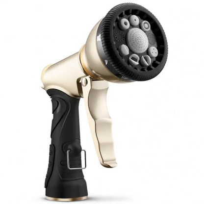 Garden Hose Nozzles,Heavy Duty Metal 9 Spray Patterns Water Hose Sprayer - color: Gray