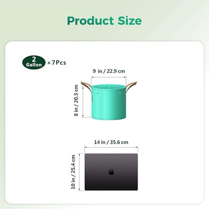 7 Pcs 2 Gallon Grow Bags, PE Garden Pots with Handles for Plants - size: 2 gallon, style: PE_Grow_Bags
