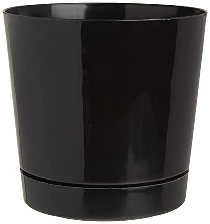 Root & Vessel Majestic Full Depth Round Cylinder Pot, Glossy Black, 8-Inch (10088) - color: Black, size: 8 Inch