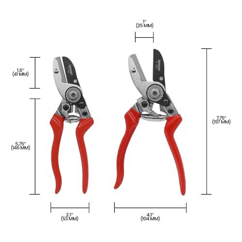 Zenport Z203 Heavy Duty Pruner, Anvil Action, Red Handles, Steel, 8.5-Inch