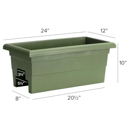 Root & Vessel Countryside Railing Planter Box, 24 Inch, Sage - color: Sage, size: 24 Inch