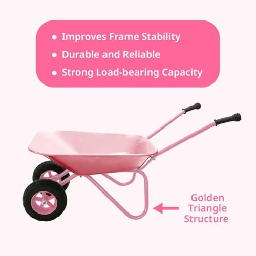 Pink Wheelbarrow for Kids Toddler Gardening Tool 2 Wheel Wheelbarrow(pink) - color: Pink