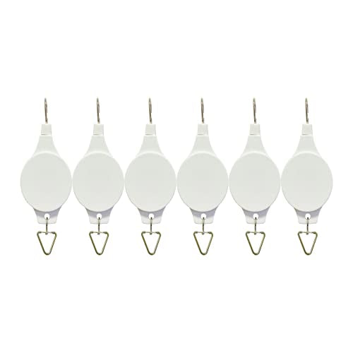 6 Pack Plant Hook Pulley, Retractable Plant Hanger Easy Reach Hanging Flower Basket for Garden Baskets Pots and Birds Feeder Hang High up and Pull Down to Water or Feed, White - color: White 6pack