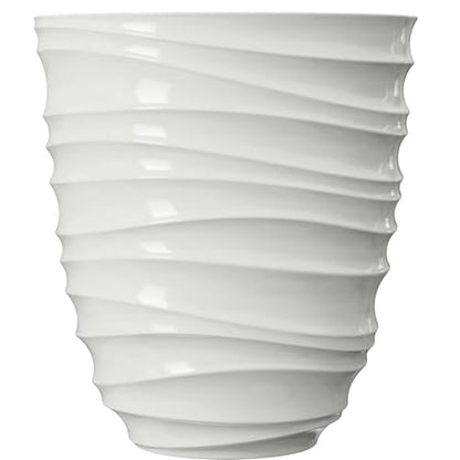 White Round Plastic Planter 16x16x18 Inches, Tall Sturdy Flower Pot for Patio and Garden, Fade and Weather Resistant, Lightweight Design with Drainage