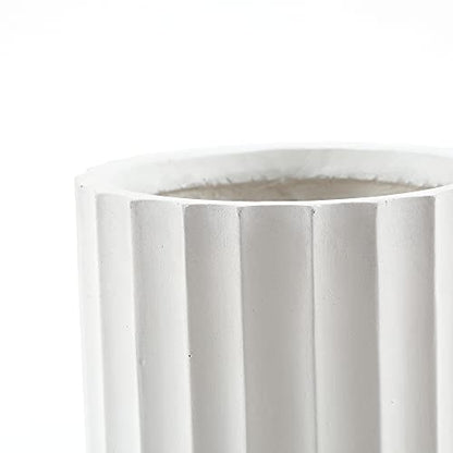 LuxenHome Planter for Outdoor Indoor Plants 25" H White Tall MgO Plant Pots - color: White 25"