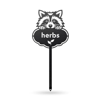 RealSteel Rocky the Raccoon Plant Markers – Cute Metal Garden Labels for Herbs & Vegetables | Outdoor Steel Plant Stakes for Garden, Greenhouse & Raised Beds | Gardening Gift | USA (HERBS-B-6X13) - style: HERBS