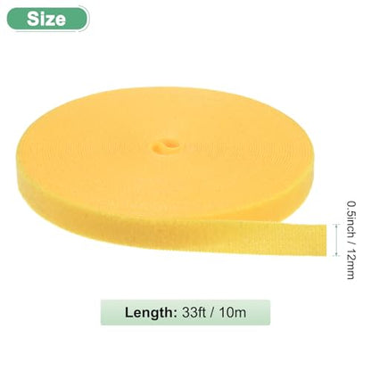 M METERXITY 1-Roll Garden Plant Tape, 33 ft x 0.5 in Garden Hook and Loop Plant Ties Multi-Purpose Use Adjustable and Reusable Twist Wire Tape for Plants/Flowers/Vines [Yellow] - color: Yellow, size: 33 ft x 0.5 in