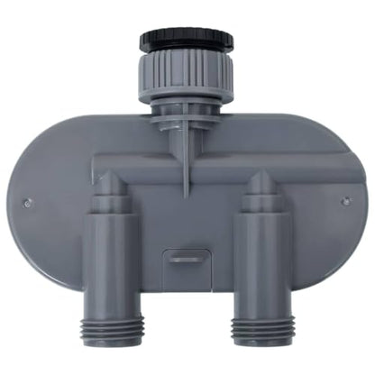 Double Outlet Water Timer for Garden Irrigation, Automatic Dual Valve Hose Faucet Controller with Ball Valves for Lawn Watering, Blue - color: Blue