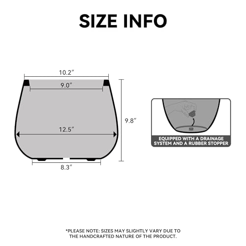 Kante White Concrete Planter 12.6" Dia All-Weather Round Small Pot - color: White, size: 12.6"Dia x 9.8"H