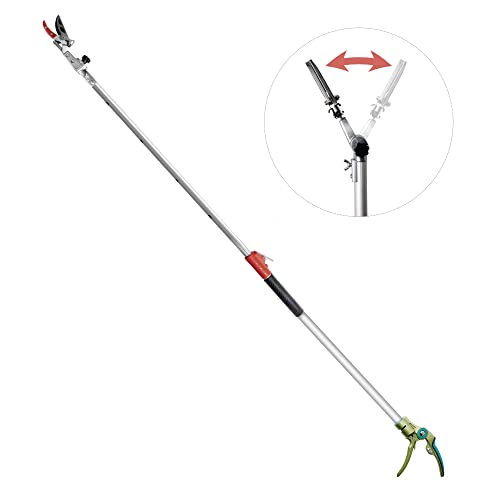 GARTOL Pruner for Garden, Cut Upto 1 Inch & Hold Telescopic Pole Pruner, Fruit Picker with Rotating Blade Head, Lightweight Aluminum Extendable Handle for Tree Branch Cutter, 3.67-5.45 FT, Silver - size: 3.67-5.45 FT