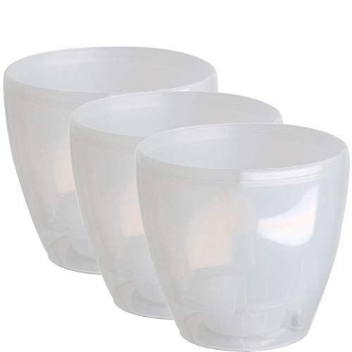 Gardenera 7.9" Deco Self Watering Pots for Indoor Plants in Transparent (Set of 3) - Decorative Flower Pot with Water Level Indicator and Drainage Cartridge for All House Plants, Flowers and Herbs - color: Transparent - Set of 3, size: 7.9 Inch
