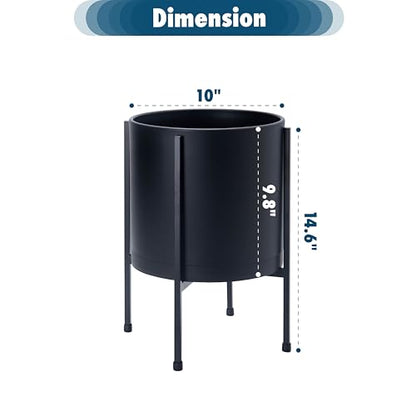 D'vine Dev Plastic Planter Pot with Metal Stand, Black, 10 in, 55-D-B-2 - color: Black, size: 10 Inch