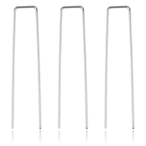 Super Geotextile Landscape Staples - Heavy Duty 11 Gauge Galvanized U-Shaped Sod Pins for Weed Barrier and Landscaping Fabric Stakes - 1" x 6" (100 pcs) - size: 100 Pcs x 6"