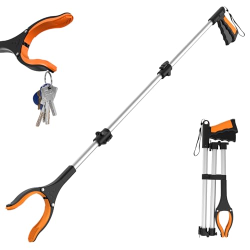 43" Extra Long Grabber Tool, Foldable Grabbers for Elderly Grab It Reaching Tool with Rotating Jaw +Magnets, 4" Wide Claw Opening Reacher Grabber Pickup Tool, Grabber Reacher Tool Heavy Duty - size: 43 Inch