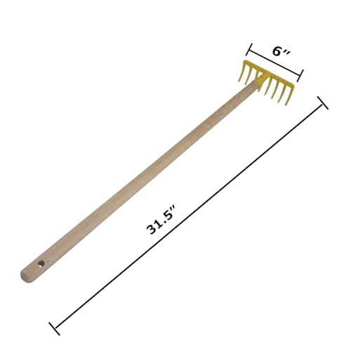 Eurogarden Kids Soil Rake – Lightweight Steel-Head Garden Tool with Wooden Handle – 31.5” Long for Children or Adults Who Prefer Smaller Tools - style: Kid's Soil Rake